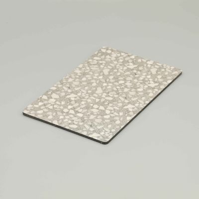 Lembar ACP Marmer Dilapisi PVDF Abu-abu 4mm - Panel Komposit Aluminium Tahan Api A2