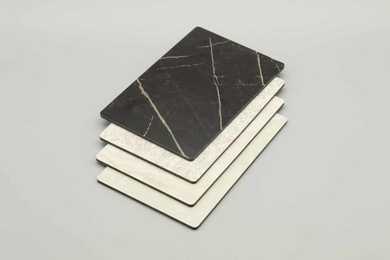 Reflektif Black Marble Acp Sheets Cladding Granite Aluminium Composite Panel Dekorasi Panel Dinding 0.03mm Untuk 0.6mm Desain Marmer