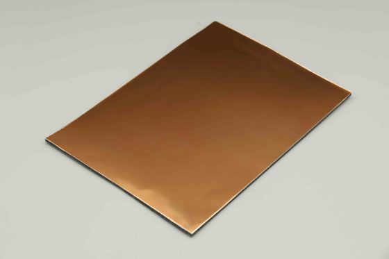 Champagne Mirror Acp Sheet 1220 X 2440MM Panel Komposit Aluminium Eksterior Antibakteri