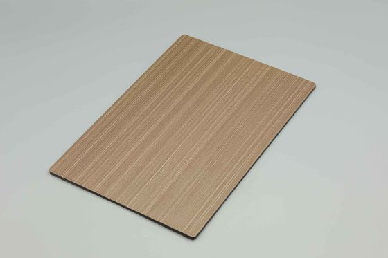 Panel Komposit Aluminium Kayu Butiran Lapisan PVDF Acp Cladding Untuk Rumah Tahan Gores 122 X 244cm