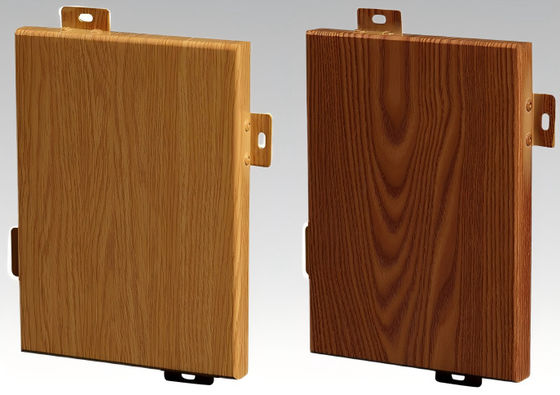 Panel konvensional jenis biji kayu Aluminium Fasad luar dinding Lapisan Fluorocarbon Lapisan daya tahan kelembaban permukaan datar